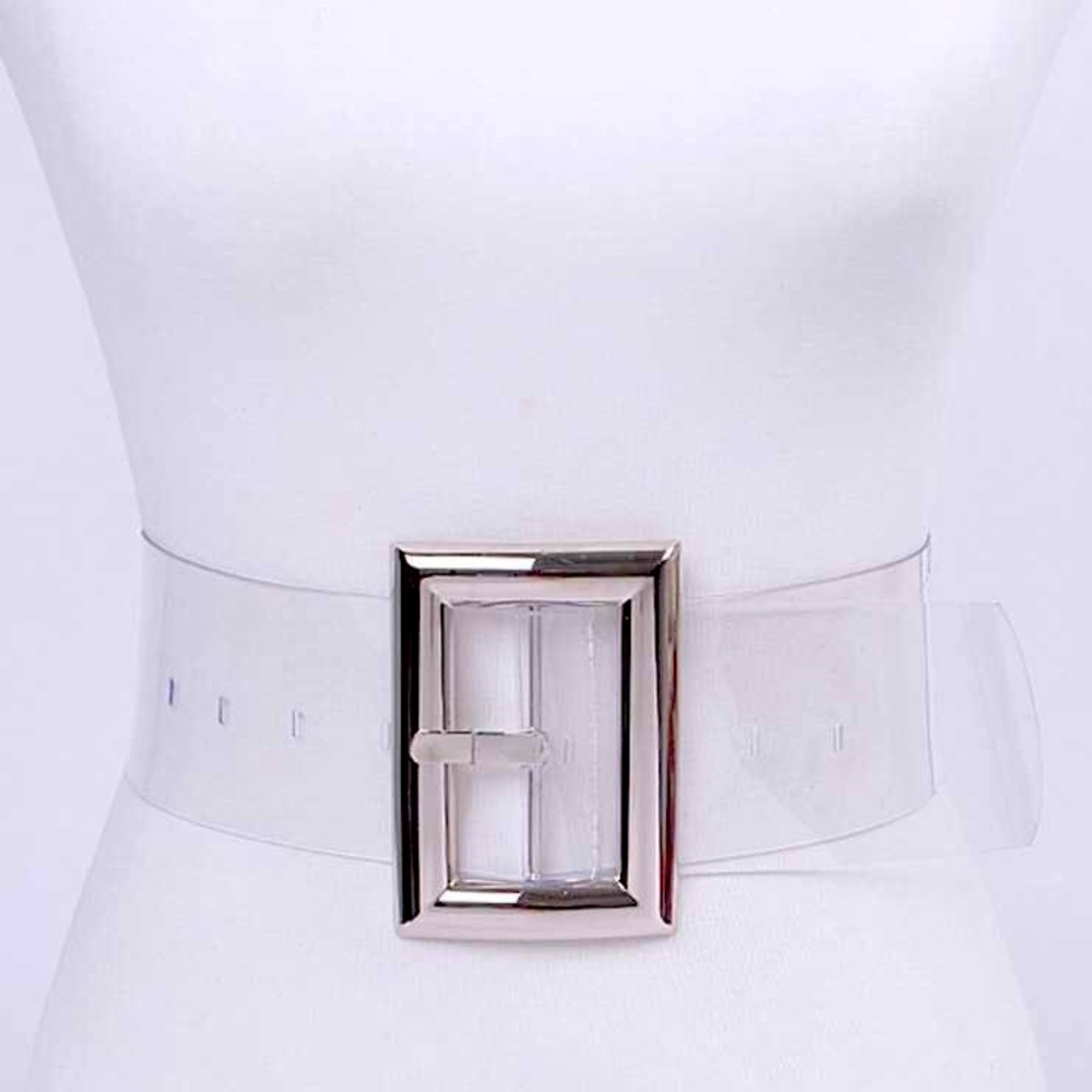 Plus Size Clear & Silver Waist Statement Belt